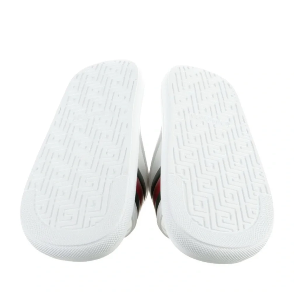 NWT Gucci White Slides with Bold Stripes US 6